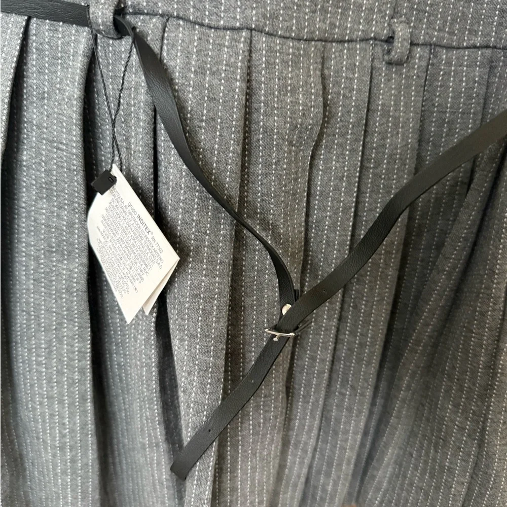 ZARA Kids | Gray | Pinstripe belted DRESS
